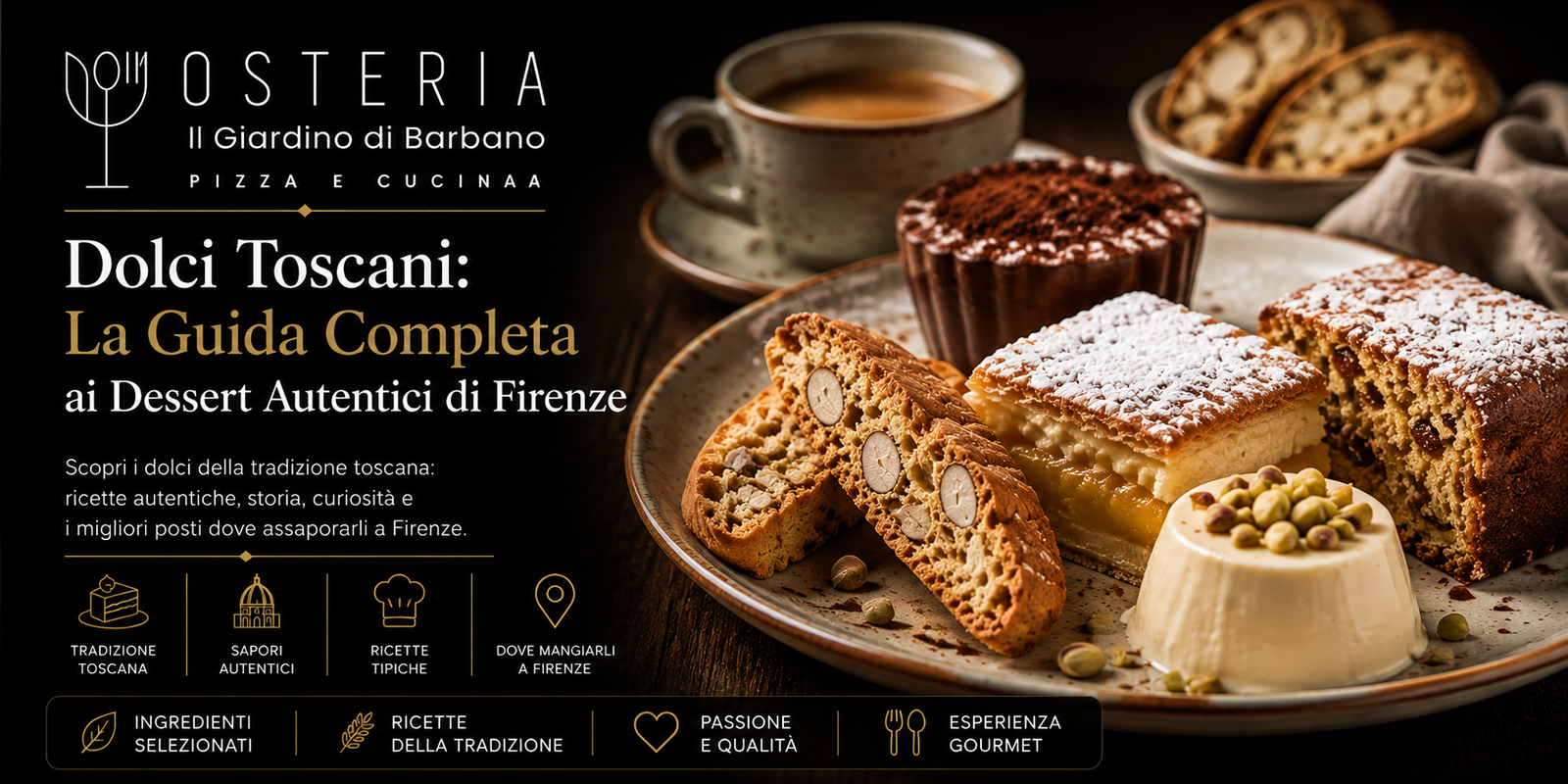 Cantucci toscani intinti in bicchiere di Vin Santo, abbinamento classico della cucina tradizionale fiorentina
